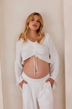 BUMPSUIT Drawstring Linen Top| Tops & Bodysuits