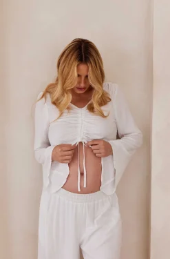 BUMPSUIT Drawstring Linen Top| Tops & Bodysuits