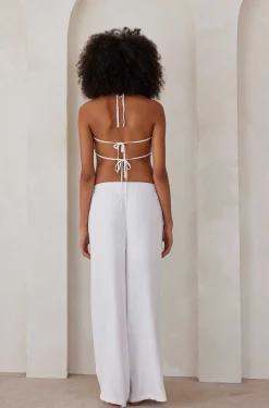 BUMPSUIT Ruched Linen Crop Top| Tops & Bodysuits