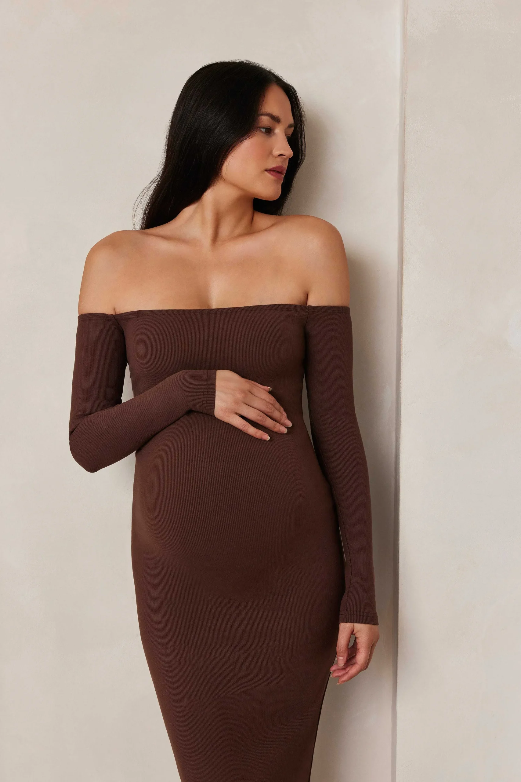 BUMPSUIT Sculpting Rib Off The Shoulder Dress| Dresses