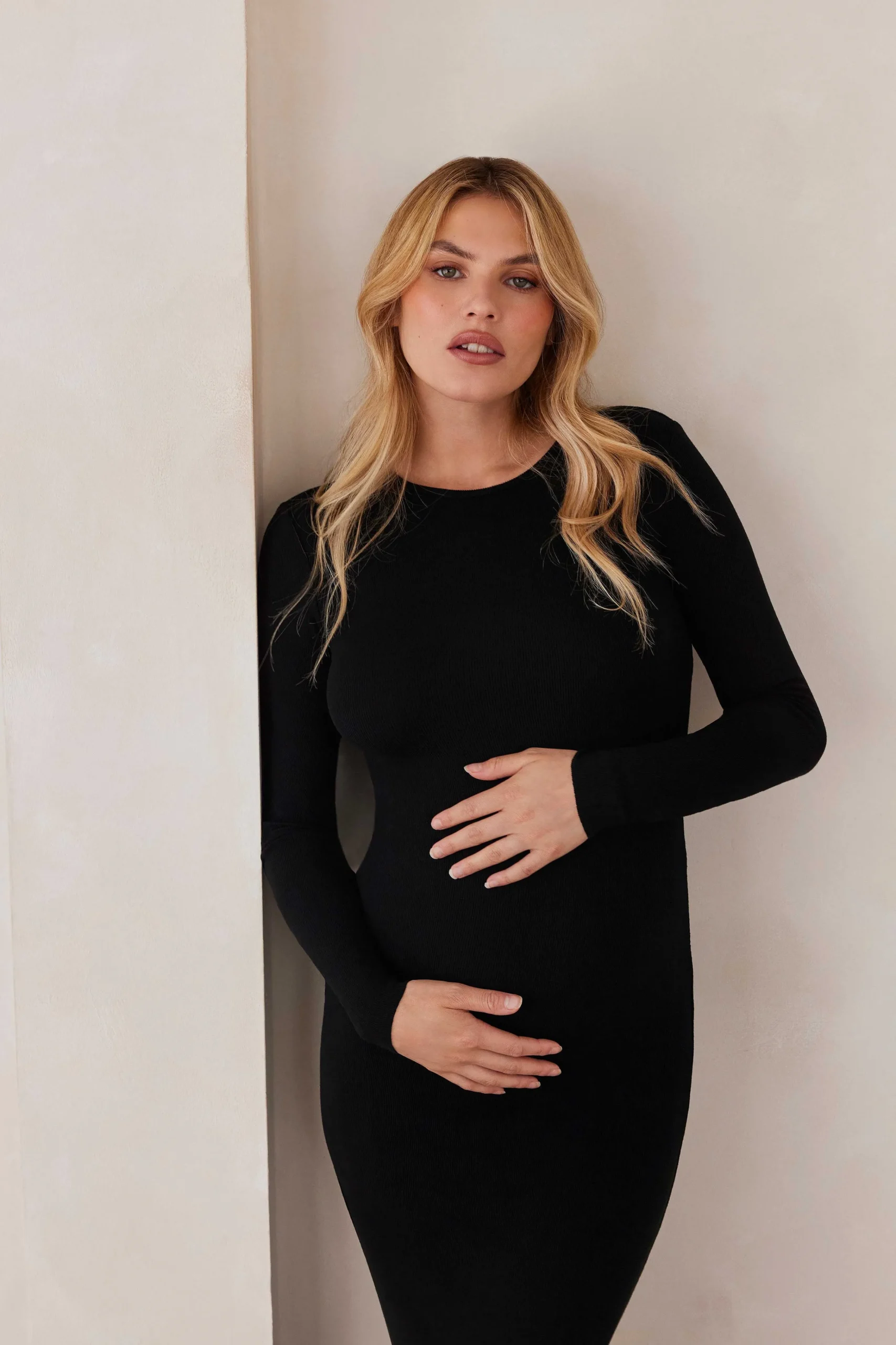 BUMPSUIT Soft Rib Maxi Long Sleeve Dress| Dresses